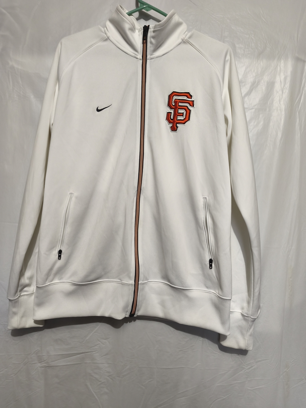 Nike White SF Giants Full-Zip Windbreaker with Orange Logo C1(3)